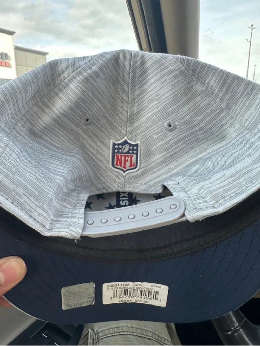 NFL Light Gray Patterned Snapback Hat with Navy Detail - Picture 3 of 3